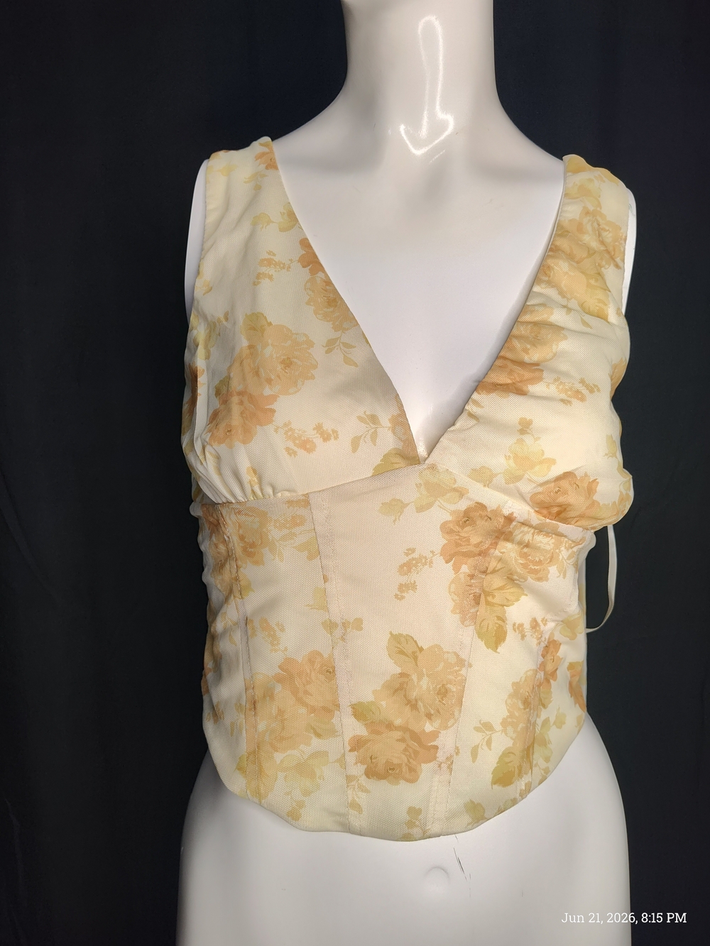 One Clothing LA  Yellow Cream Floral Top Large